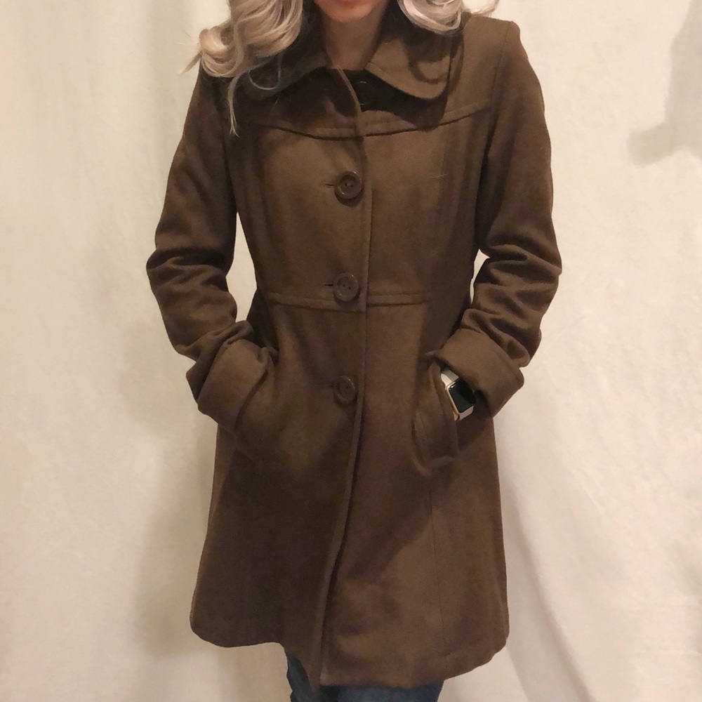 Tulle Brown 3 button Peacoat with Pockets